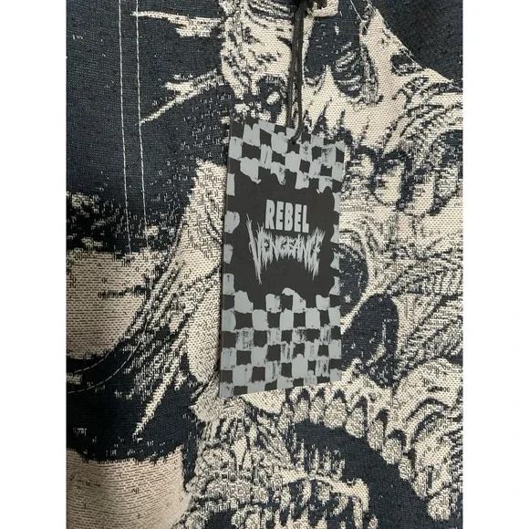 Rebel Vengeance Skull Skeleton Tapestry Cargo Pants Men's 36 Fringe On The Sides